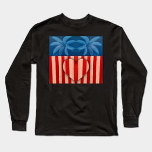 ONE HEART İN RED WHITE AND BLUE Long Sleeve T-Shirt